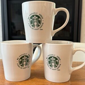 RARE STARBUCKS COFFEE SHOP MUGS “WE PROUDLY SERVE (Set of 3 )